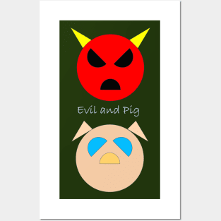 Geometric simple design Evil and Pig Posters and Art